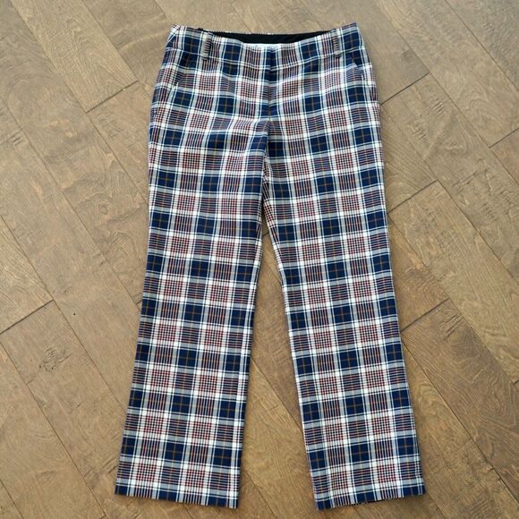 Tory Burch Garrett Plaid Crop Flare Pant Size 4 - Picture 5 of 11